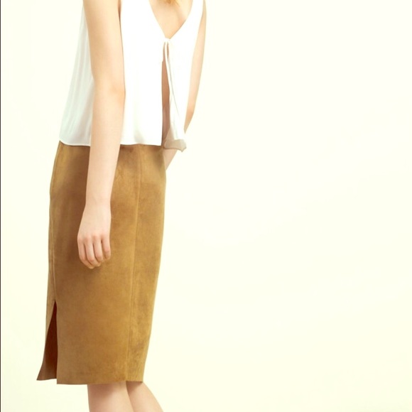 Aritzia blue suede pencil skirt