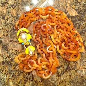 J. Crew Tortoise Shell Chain Link Frog Necklace