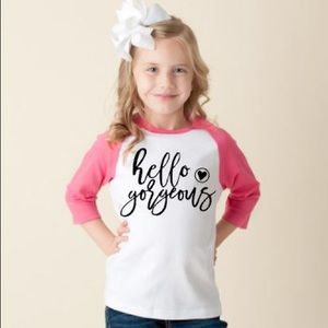 Girls Hello Gorgeous baseball tee
