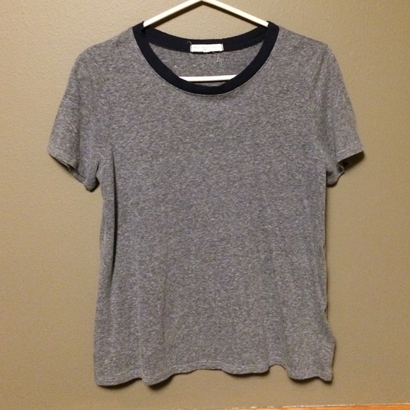 Grey w/ blue collar t-shirt