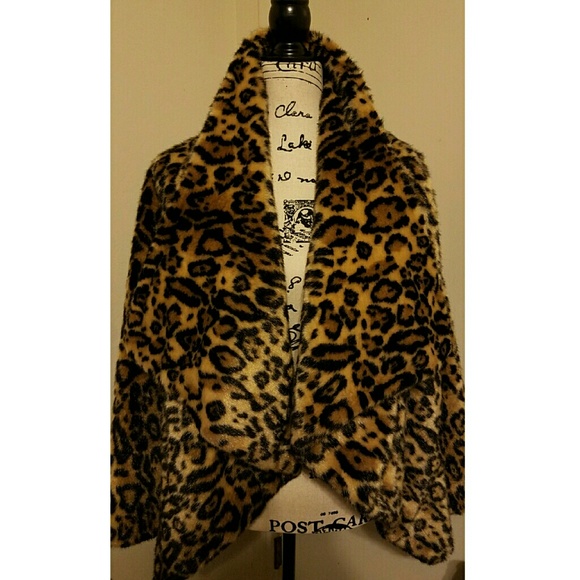 Asos faux leopard waterfall drape coat