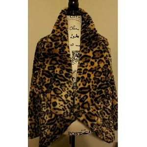Asos faux leopard waterfall drape coat