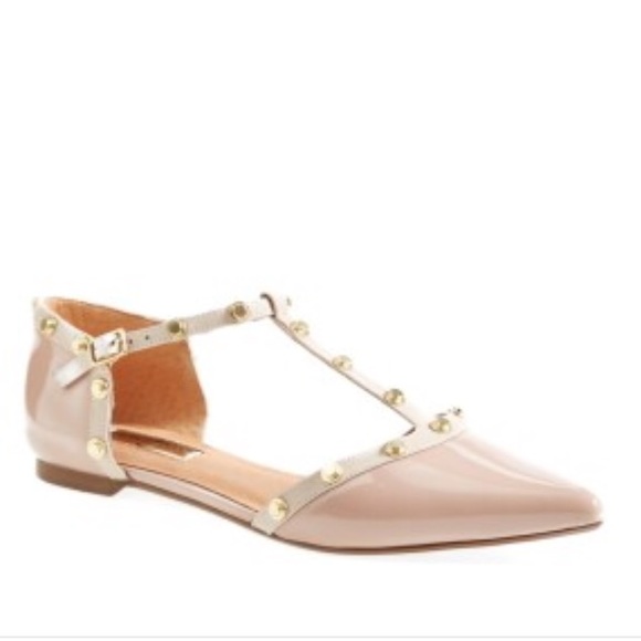 Halogen T Strap Pointy Toe Studded Flats