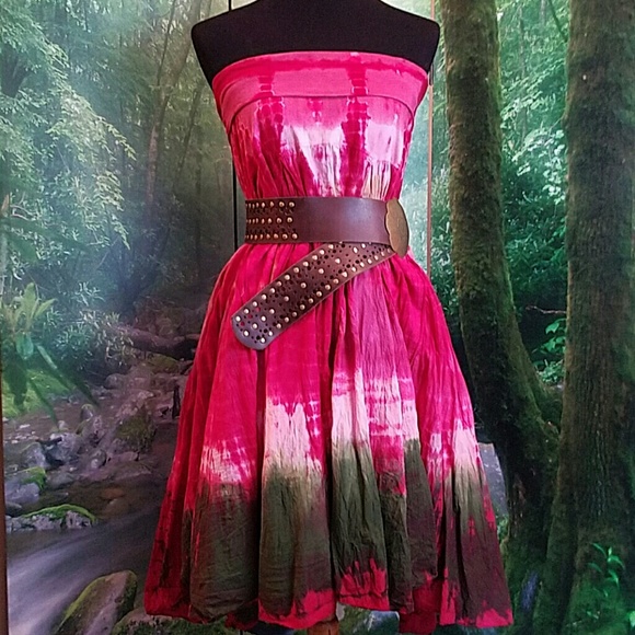 *Solitaire* Tie Dye Fushia Skirt/Dress