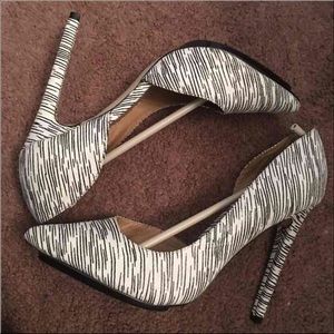 Black and White Stripped Heels