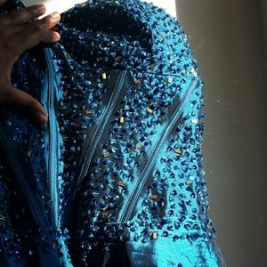 || Boutique || Teal Sequin A-Line Dress