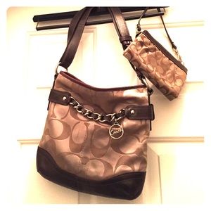 Brown Coach bag with matching coin purse