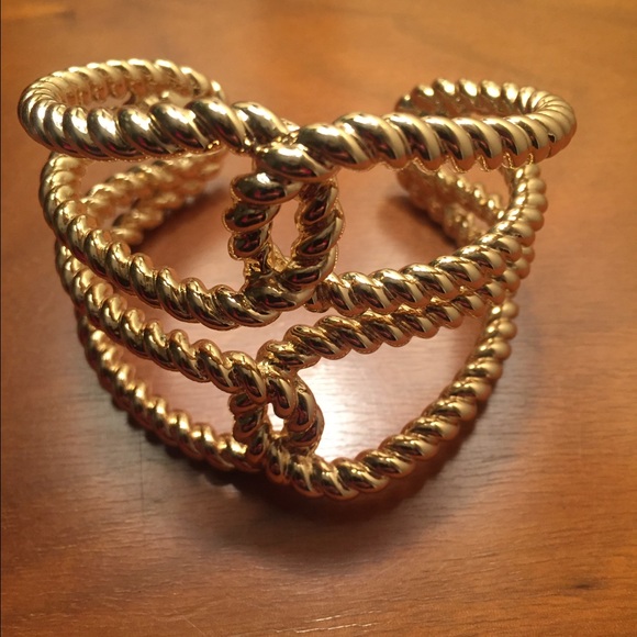 Gold knot cuff bracelet