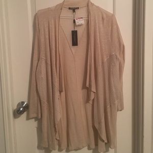 NWT cable & gauge off white cardigan sheer inserts