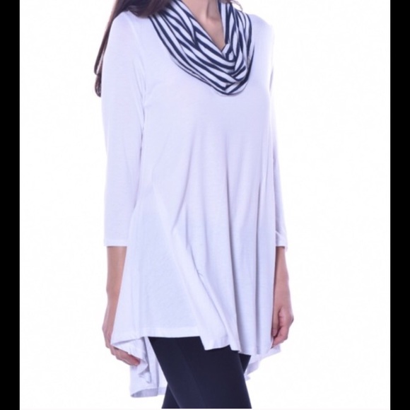 Tops - Cowl Neck Tunic women's top navy white NEW USA ⬇️