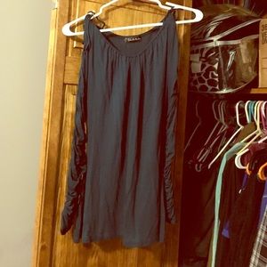 Green open shoulder long sleeve shirt