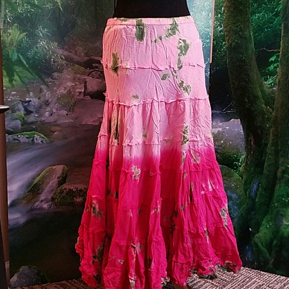 *Solitaire* Fushia and Green Tie Dye Skirt