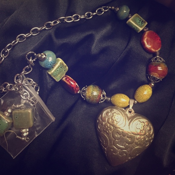 Heart necklace & earring set