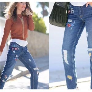 NWOT Zara Boyfriend Patchwork Denim Jeans Sz 4