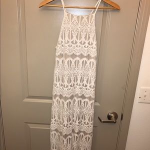 white floor length dress