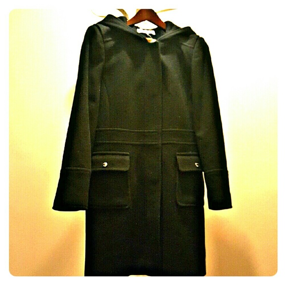 Michael Kors Black zip snap wool coat