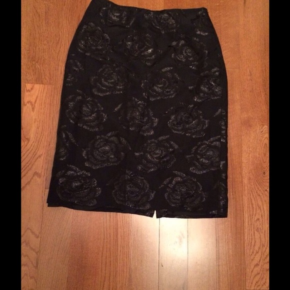 The Limited Black Metallic Sparkle Floral Skirt, 6 - Picture 1 of 2