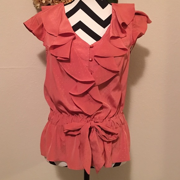 Ruffle front coral top
