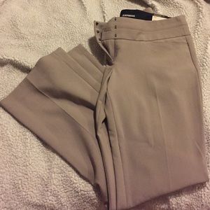 Express Editor Wide Waistband Tan Pants