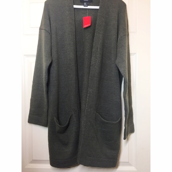 Grey/olive long cardigan