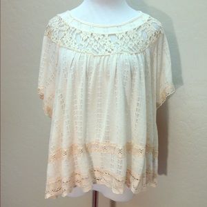 Free People Cream Lace dolman top