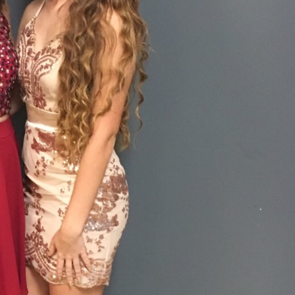 GREEN sequin homecoming dress