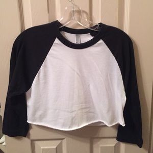 American Apparel Crop Top Baseball Tee