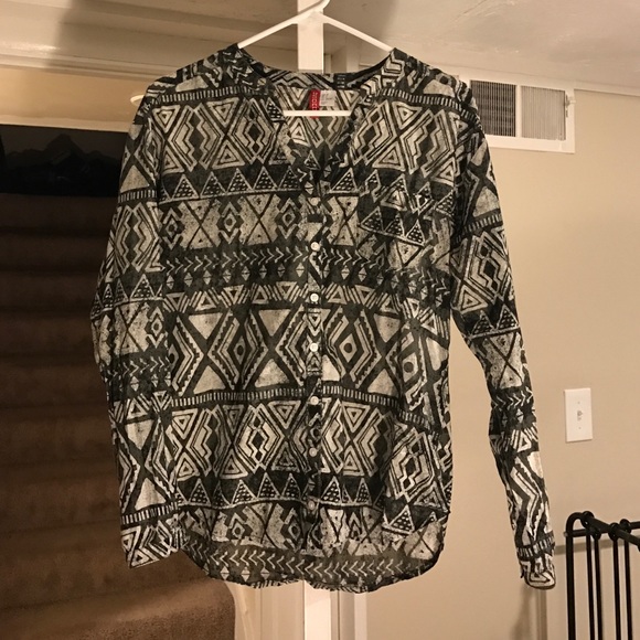 Aztec print button up