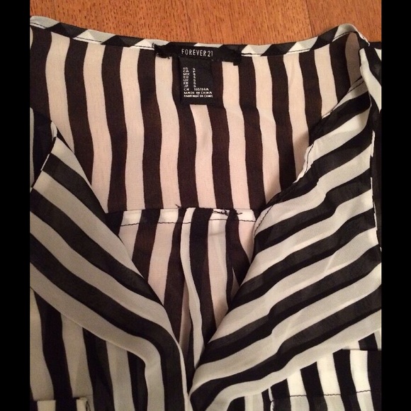 Forever 21 Black and White Striped Blouse - Picture 3 of 3