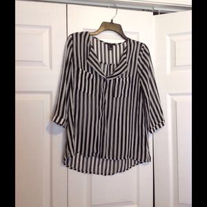 Forever 21 Black and White Striped Blouse
