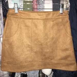 Lulus simply perf tan suede mini skirt