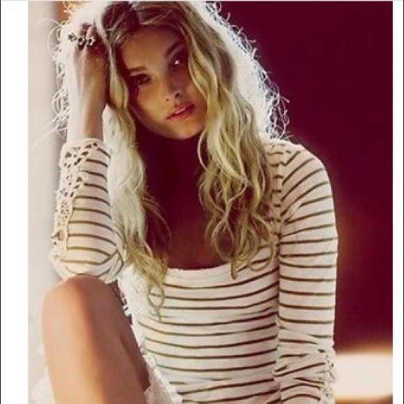 Free People Hard Candy stripe henley size L cotton