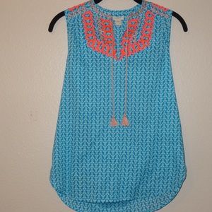 J.Crew Embroidered Tassel Top