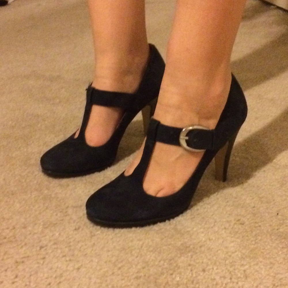 Franco Sarto Suede Navy Blue Heels