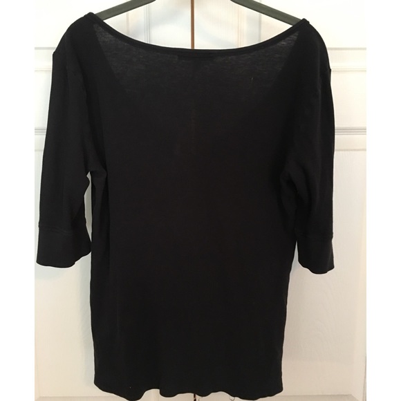 Black half sleeve Knit v Neck Top Large - Picture 2 of 4