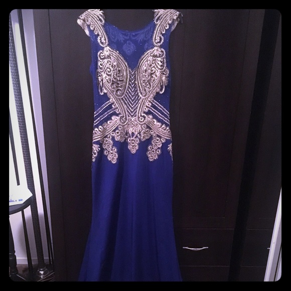 Gorgeous size 14 gold and royal blue evening dress
