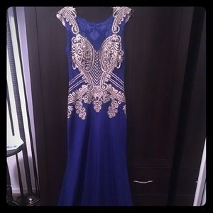 Gorgeous size 14 gold and royal blue evening dress