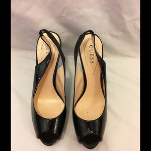 Guess Platform PeepToeSlingback PatentLeather Pump