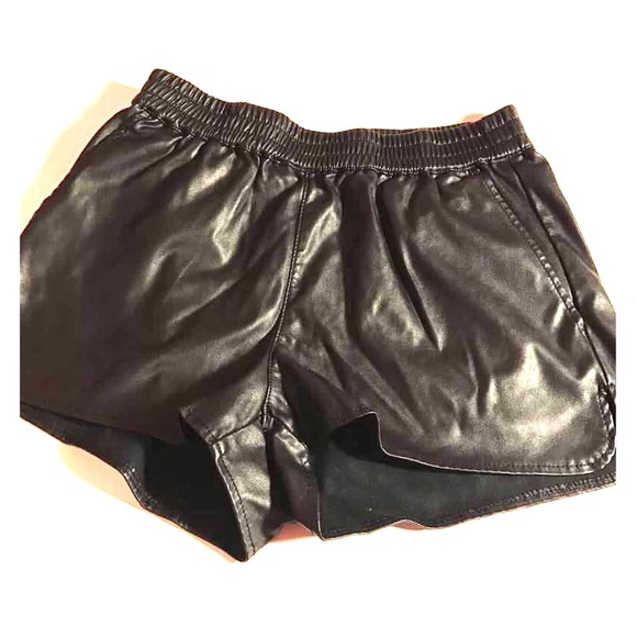 H&M black faux leather shorts
