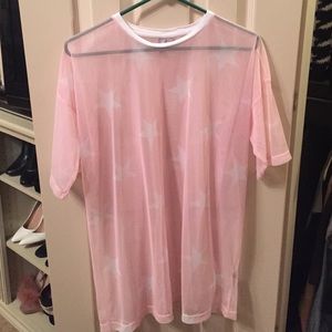Pink Mesh Tee Shirt Dress