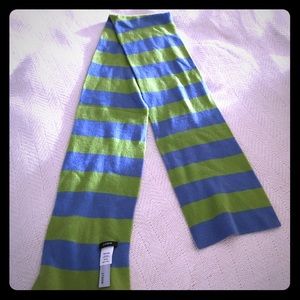 J.Crew blue/green striped wool and cashmere scarf
