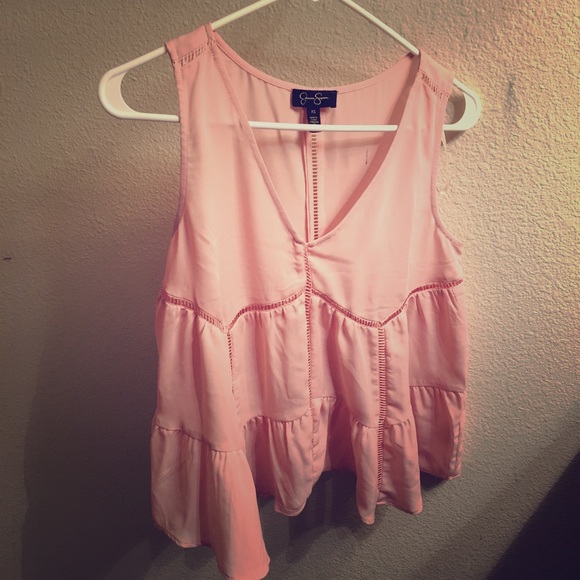 Pink peplum, flowy blouse