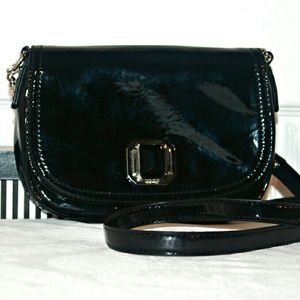 Nine West Black Faux Patent Leather Satchel