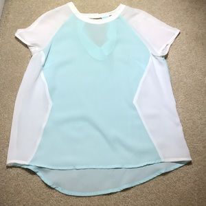 Light Blue and White Color Blocked Shirt