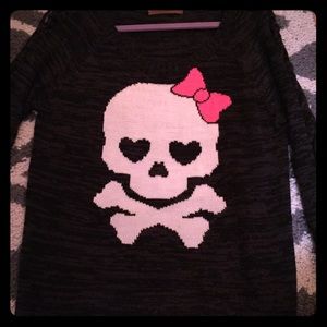 Sweater with skull on front! Cute braid on sleeve