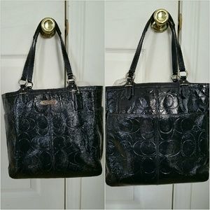SOLD! Coach Embossed Black Patent Leather Tote Bag