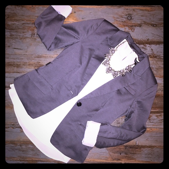 H&M Gray Cotton Single Button Blazer Size 8