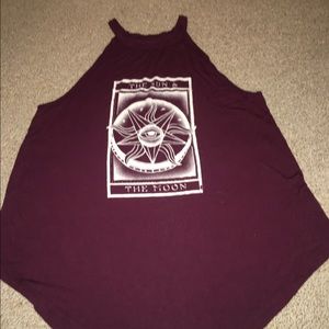 Burgundy high neck line tank top