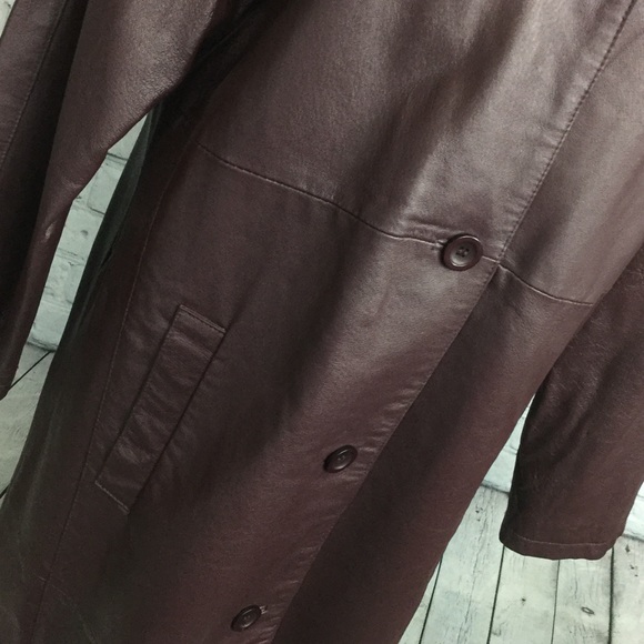 ⬇️SALE⬇️NWOT💗 BURGUNDY  FULL LENGTH LEATHER COAT - Picture 3 of 5