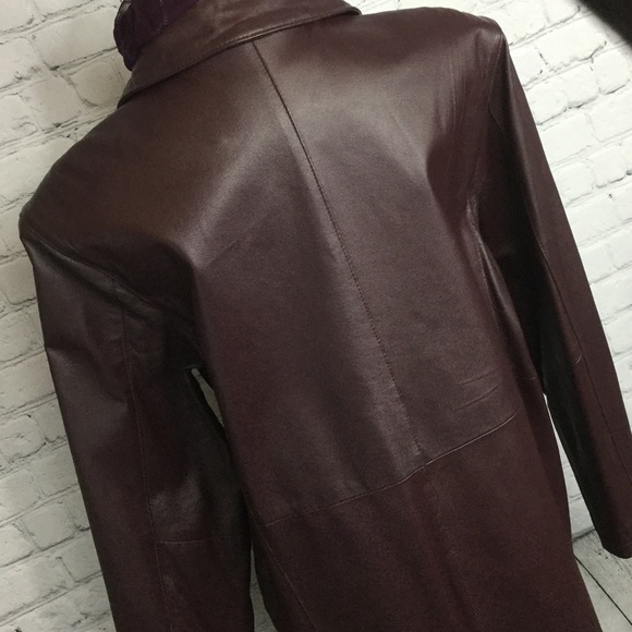 ⬇️SALE⬇️NWOT💗 BURGUNDY  FULL LENGTH LEATHER COAT - Picture 4 of 5